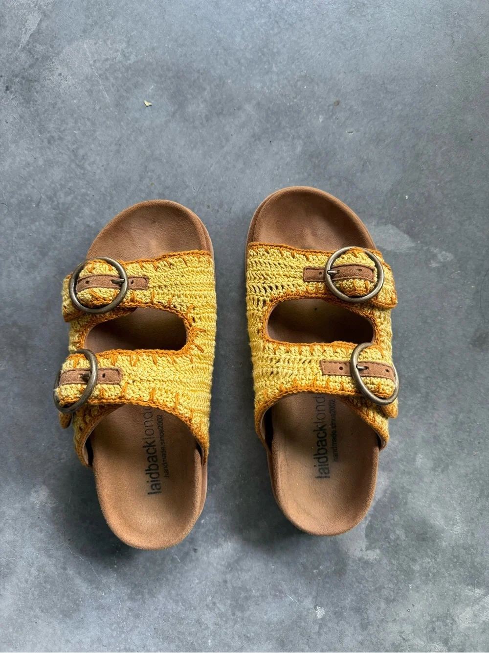Laidback London Coco Crochet Footbed Sandals - Yellow - Picture 3 of 4